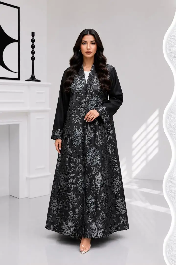 Women's Patterned Abaya with Hand-Beading - Model MA 031