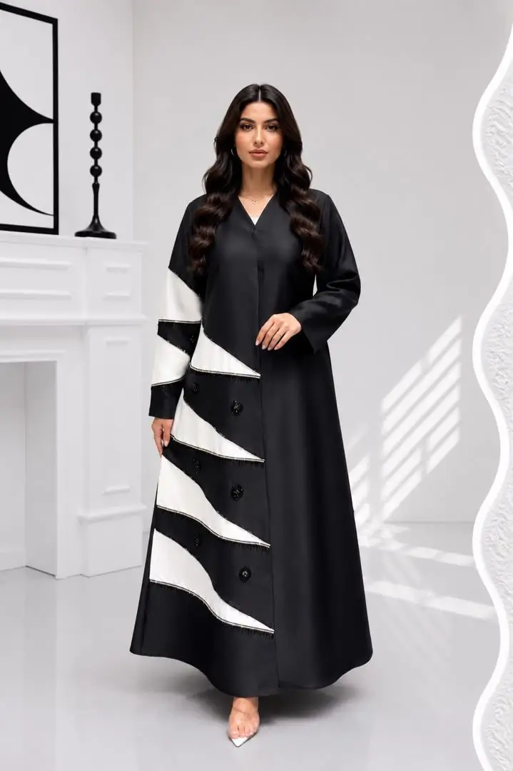 Women's Satin Abaya with Hand-Beading- Model MA 030